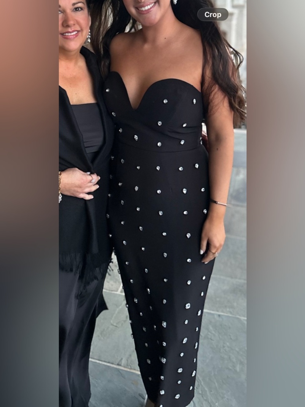 Gianni Bini Black Strapless Embellished Midi Dress